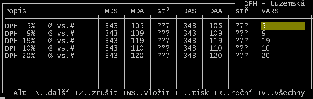 2 Řešení v - DOS 1. Změna DPH na kartách prací a skladu Převod se provede programem SBZMEDPH.EXE Po zadání staré a nové sazby se nastaví způsob přepočtu cen 2.