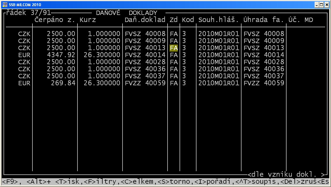 4. Úprava všech programů Všechny moduly musí být minimálně verze 2009.47 Modul SBPEN a SBJUCT verze 2010.6 a vyšší 5. Nový soubor FDPH.DBF V datovém adresáři musí být soubor FDPH.