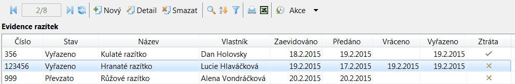 Evidence razítek 18 81 Evidence razítek Evidenci úředních razítek má přístupnou pouze referent, kterému bylo přiděleno příslušné uživatelské právo.