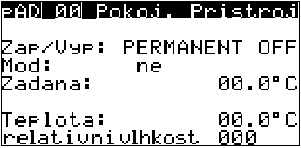 3.2.4 Prostorový přístroj padxx Pokud je nainstalován prostorový přístroj v menu se automaticky zobrazí následující obrazovka.