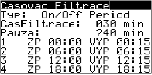 3.2.7 Ohřev bazénu Pokud je aktivován ohřev bazénu v menu se objeví následující obrazovka: Parametr: Rozsah/F.