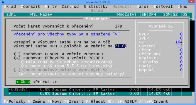 Zrušte označení ( V ) u všech skladových karet (volba v lokálním menu Skladu Možnosti/Odznač vše SHIFT+F11).