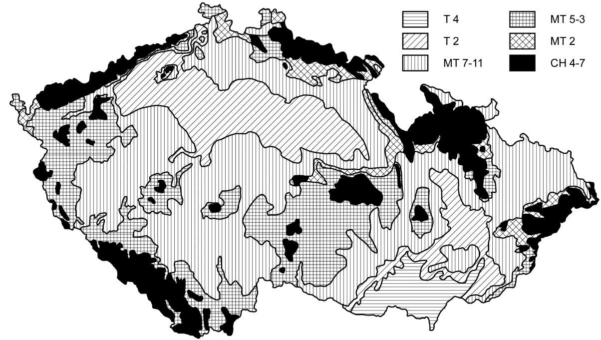 Obr. 10 Mapa klimatických oblastí [9] s vyznačením