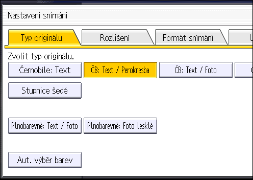 6. Skenování Zadání nastavení skenování 1. Stiskněte [Nastavení snímání]. 2.