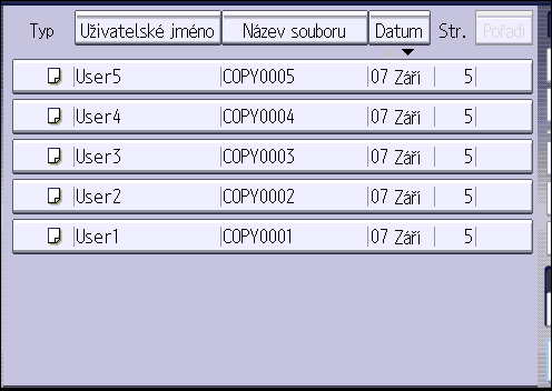 Tisk uložených dokumentů Tisk uložených dokumentů Vytiskne dokumenty uložené na dokumentovém serveru.