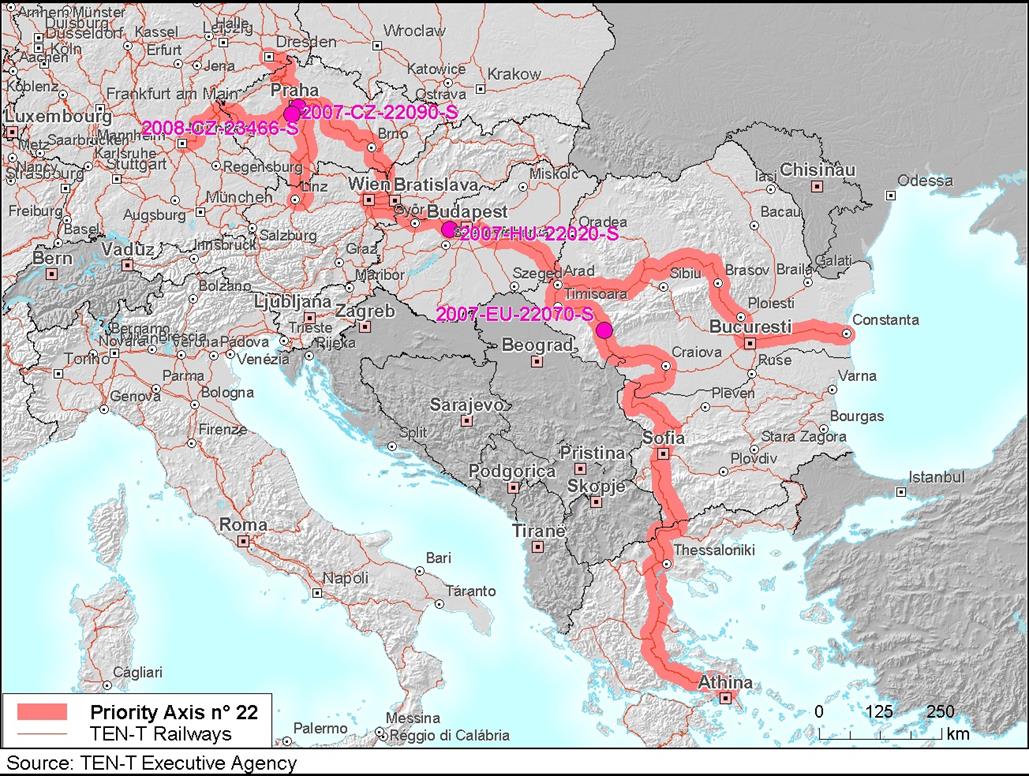 Železniční koridory projekty 22 a