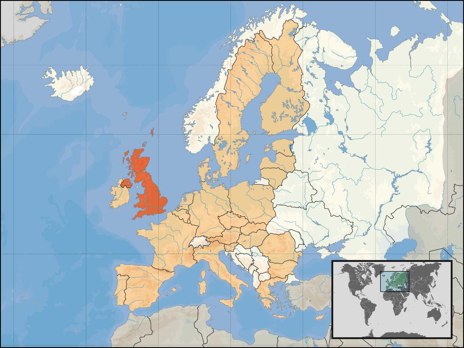 Zeměpisná poloha Spojeného království Velké Británie a