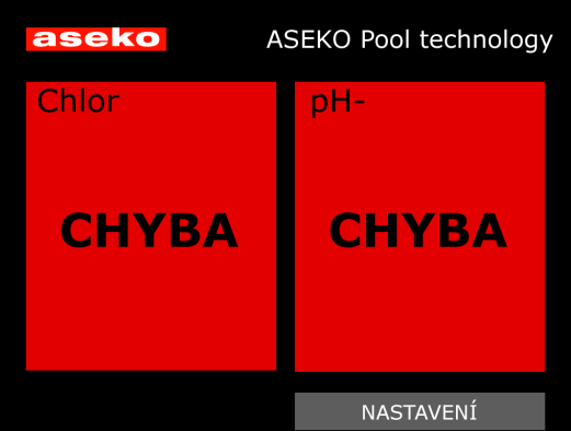 Probíhá kontrola systému a po jejím ukončení v případě, že byly zjištěny chyby, displej přejde na chybové hlášení, např.