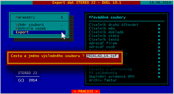 12 Po dokončení exportu program zobrazí informaci o vytvářeném souboru jmenofirmy.jsf.