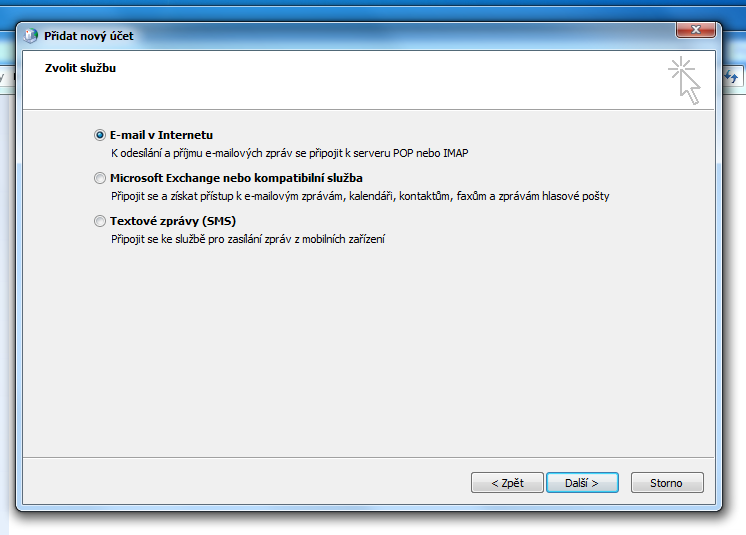 Obrázek 11 přidání nového účtu (3) Po kliknutí na tlačítko Další se již dokončí konfigurace stejně, jako je uvedeno na Obr. 5.