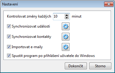 Dále u každé zaškrtnuté agendy klikněte na ozubené kolečko a dostanete se do širšího nastavení: A.