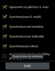 7 8 9 Chcete-li, upravte parametry synchronizace Potvrďte tlačítkem OK Klepněte na Aktivovat Toto zabezpečení vám umožní na dálku