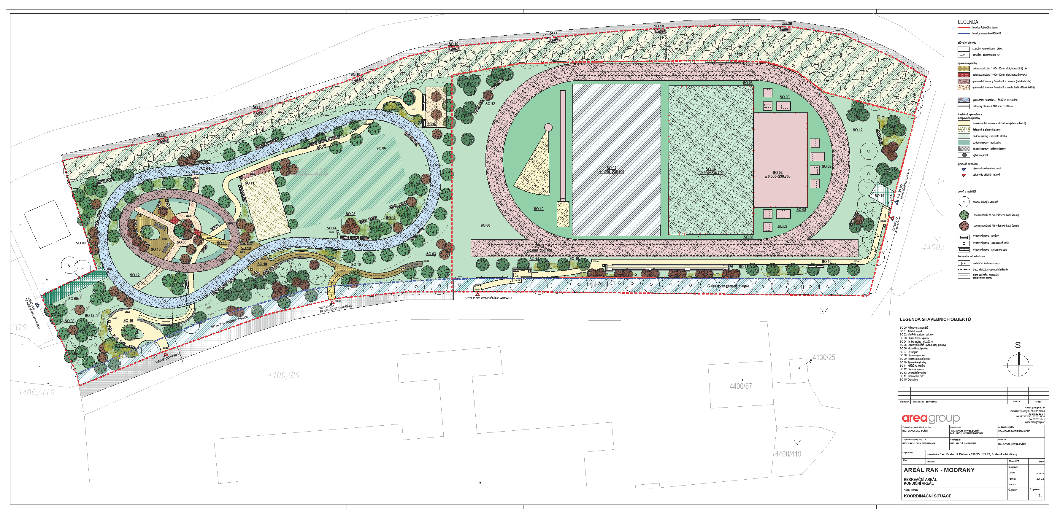 Vizualizace projektu : Rekreační areál Kondiční areál atletický ovál petanque hřiště na kuličky