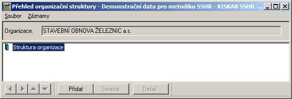 2. Vyplňte formulář spojení na organizaci podle metodického listu ML.03 Vyplnění spojení na organizaci. A.1.3 Vložení organizační struktury 1. Na formuláři organizace zvolte [Organizační struktura].