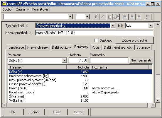 B.3 Údržba věcných prostředků Údržbou věcných prostředků se rozumí postupy správce věcných prostředků při aktualizaci názvů, parametrů a hodnot věcných prostředků, vkládání nebo obměna obrázků, prvků