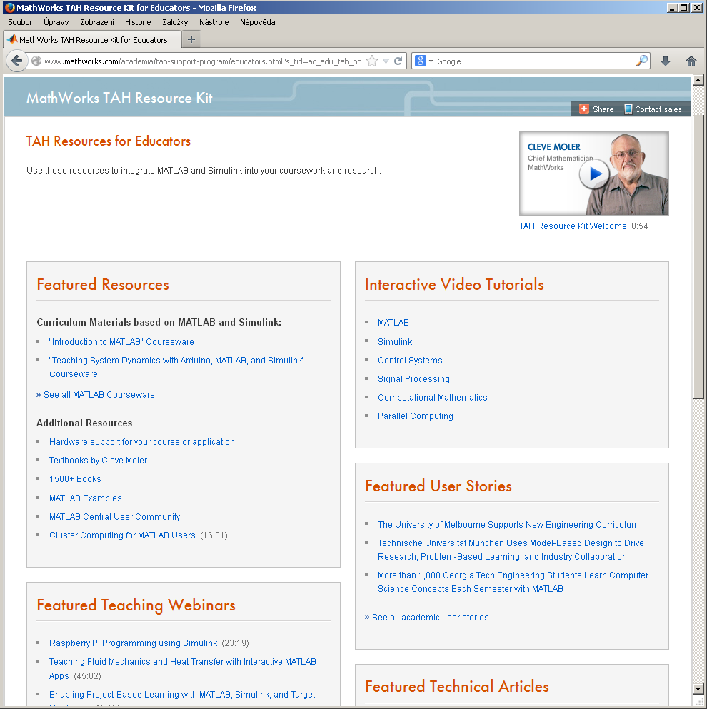 TAH Zdroje informací http://www.mathworks.