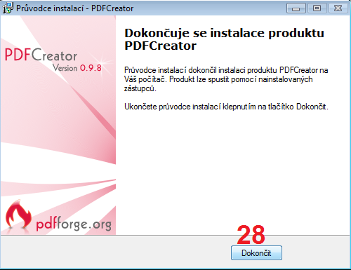 27. Nyní se program PDF Creator instaluje Obr. č. 22 28.