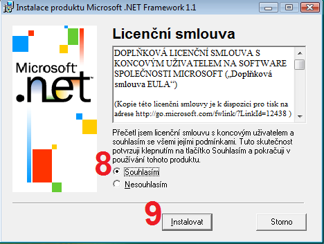 6. Vrátíme se zpět do instalačního programu a stiskneme libovolnou klávesu (doporučeno Enter nebo mezerník) Obr. č. 5 7. Pokud tedy je již program NetFramework 1.