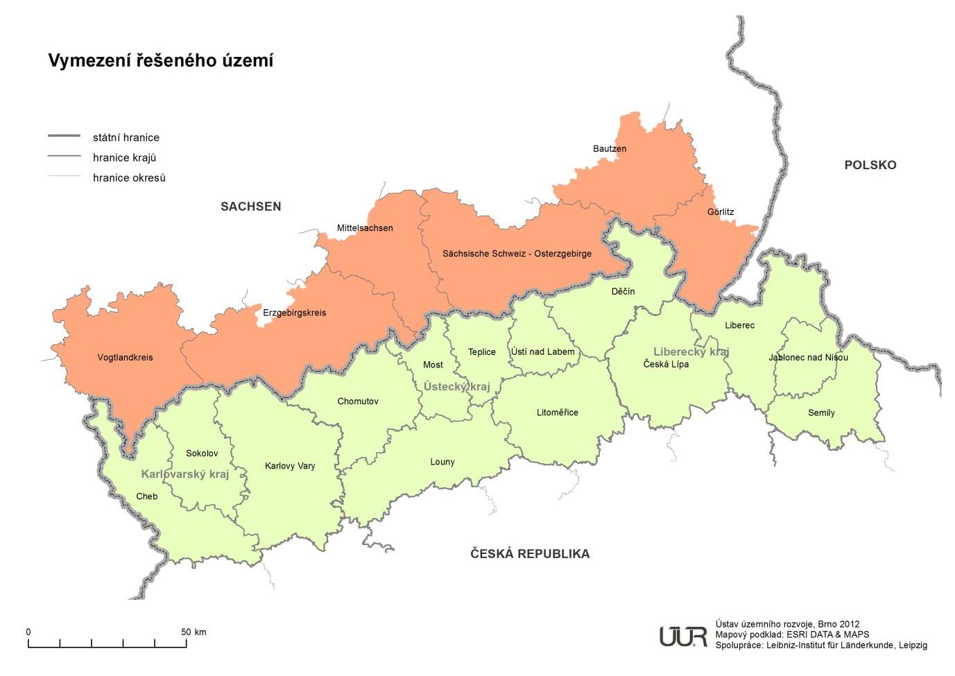 Studie rozvoje česko-saského příhraničí 8 Obr. 1 Vymezení řešeného území 1.
