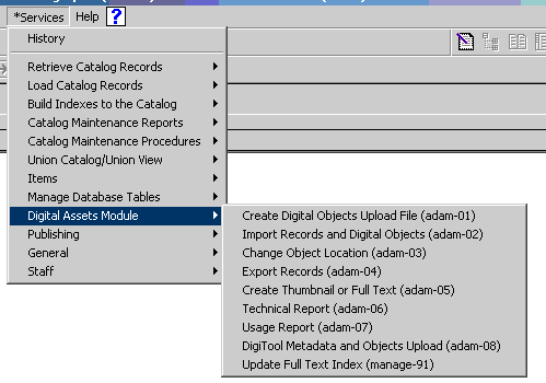 15.8.1 Vytvoření importního souboru s digitálními objekty (adam-01) Tato sluţba se pouţívá k vytvoření XML souboru, který je třeba pro import záznamů, které nemají popisná metadata (bibliografické