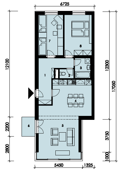 2. NADZEMNÍ PODLAŽÍ BYTOVÁ JEDNOTKA Č. 9 3+kk 90,3 m 2 + balkon 3,3 m 2 Cena: 2 336 750,- Kč 2.03 CHODBA 11,4 2.03 2.09 2.04 2.06 2.10 2.05 2.04 WC 1,7 2.