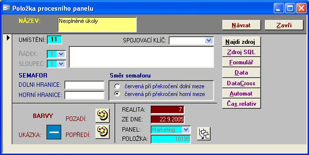 5 a paelu místo tlačítka Graf se zobrazuje tlačítko PDF a to přímo otvírá tiskovou sestavu aposledy vytvořeou z tohoto paelu Rozšířeí fukcioality: defiice zobrazeí grafu paelu z těchto pohledů -