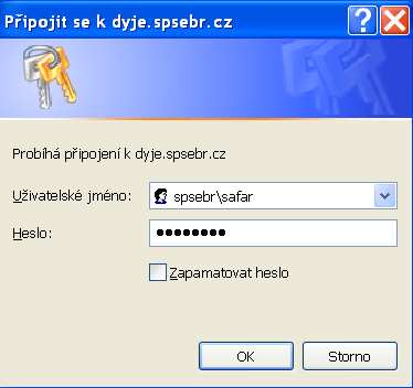 Okno Spustit se spustí přes nabídku Start Spustit: Do zobrazeného okna je nutné zadat přihlašovací
