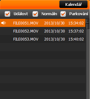 Pokud existuje soubor, zobrazí se u data symbol. Klepnutím zobrazíte záznamy z příslušného dne.