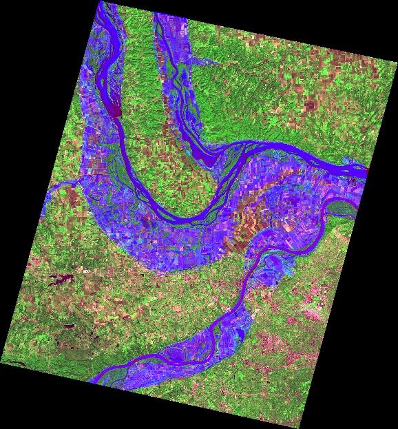 radarová data, Rozsah povodně ukázán na