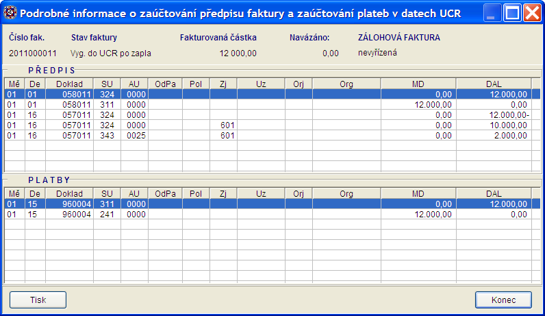 Obrázek 5 Zadání data pro zaúčtování daňového dokladu Obrázek 6