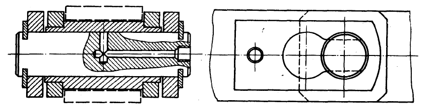 b) Pouzdrové řetězy (Obrázek 27) Vnitřní lamely pouzdrových řetězů jsou nalisovány na pouzdro, otočně uložené na čepu o konstantním průměru na celé délce.