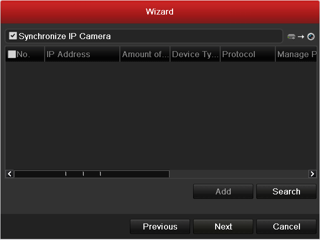 Inicializace odstraní veškerá data uložená na HDD. 9. Klikněte na tlačítko další - Next. Tím přejdete do rozhraní přidání kamery - Adding IP Camera. 10.