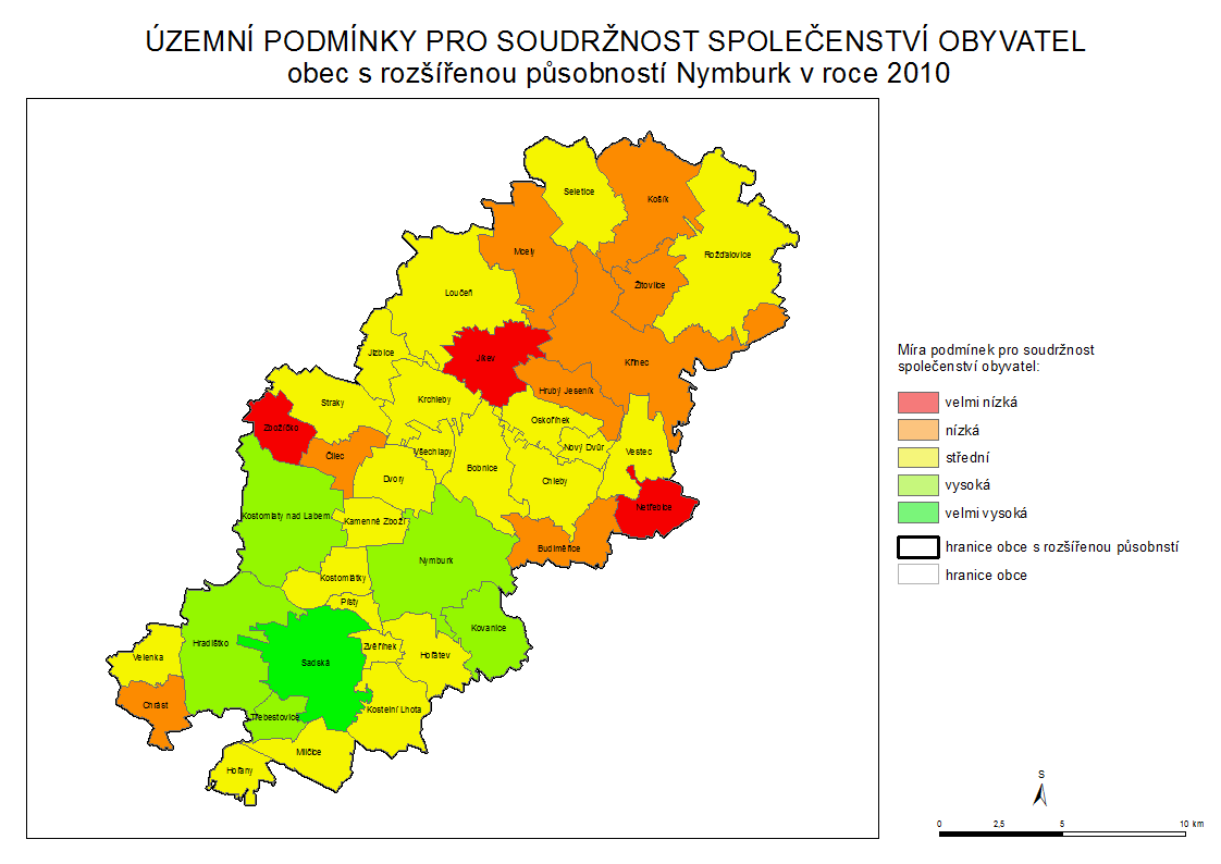 Obr. 17 Mapa územních podmínek pro soudrţnost