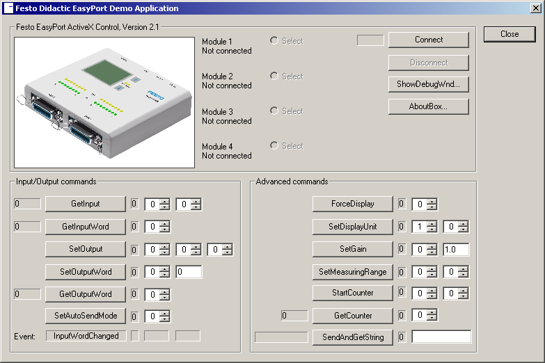 4 Programové vybavení stanic procesní automatizace 4.1 EasyPort Demo aplikace EasyPort Demo aplikace lehce zprovozní spojení mezi EasyPort modulem a PC a provede inicializaci EasyPort modulu.