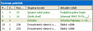 Výběr z katalogu Výrobky, které se nevyberou z oblíbených položek, lze vybírat z katalogu Hettich. K tomu se v olní části klikne na možnost Použít výběr z katalogu.