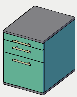 2.4 Ukázka 4, kancelářský kontejner 2.4.1 Popis konstrukce Parametry skříně Název skříně U4 Typ skříně Kancelářský nábytek / Kontejner rozteč řady otvorů 32 / naložené Výška 8HE Šířka 392 Hloubka 545