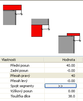 Následně se označí celá pravá dolní skříňka, nejlépe na traverze. Výběr se uzavře klávesou ENTER na klávesnici nebo stiskem pravého tlačítka myši.