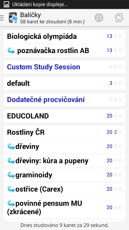 7. Spustit aplikaci AnkiDroid 8a. Spustit synchronizaci s AnkiWeb 8b.