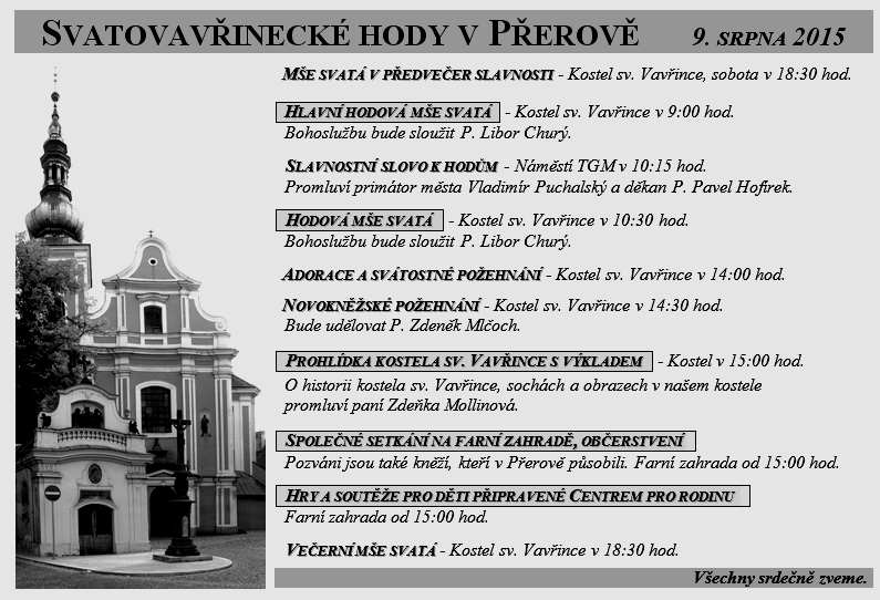 Bohužel do Přerova nepřijde žádný nový jáhen, a tak bude v našem děkanátu o jednoho duchovního méně, což se projeví hlavně v životě farností Přerov a Předmostí, jak píšu níže. Dále z důvodu nemoci P.