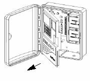 4- Propojte kabel od transformátoru dle obrázku 5- Propojte telefonní linku k modemu dle obrázku 6- Zav řete přední panel 7- Napojte jednotku opět na zdroj 230V.