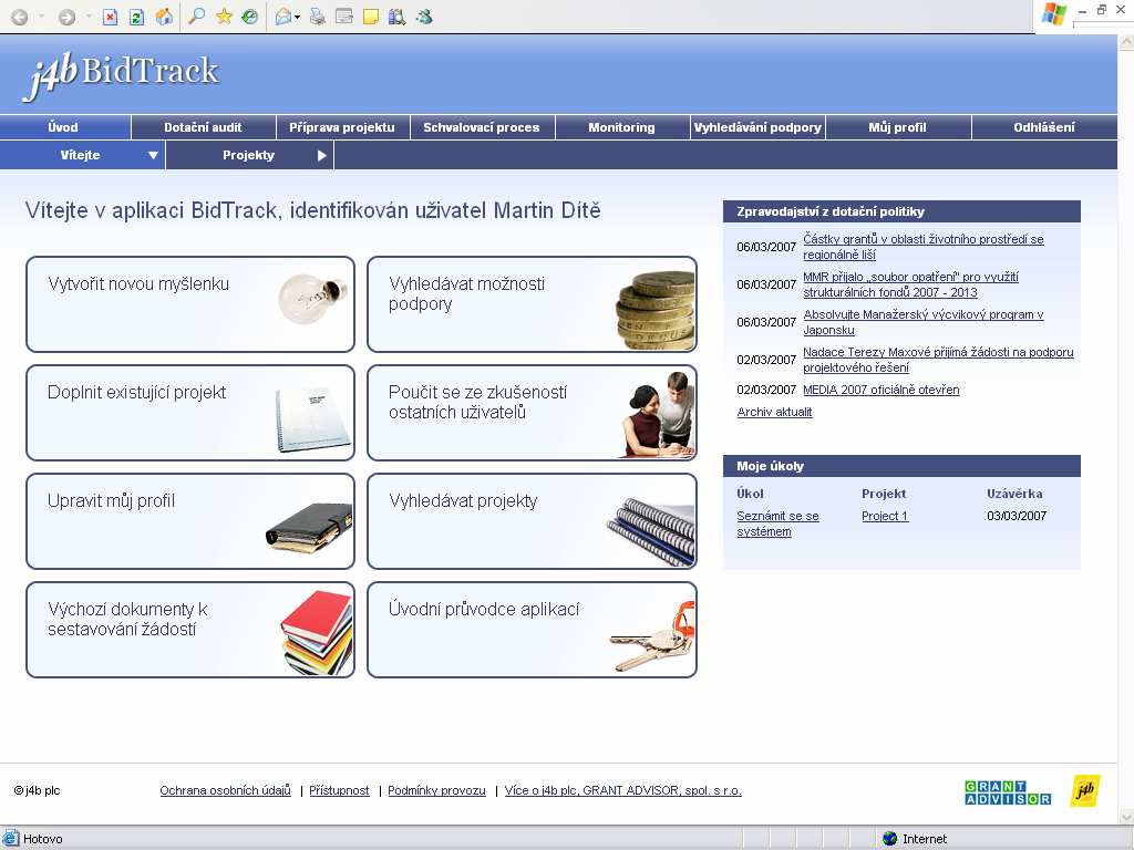 Funkce portálů 2 DO J4A O4B GG BT Funční prostředí správu projektových záznamů v celém životním cyklu Tvorba dotačních doporučení (auditů) pro konkrétní projekty Nastavení nástrojů dotačního