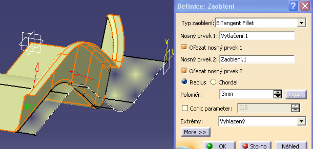 2.2. Plechový výlisek Krok 1 Tvorba pomocných ohraničujících rovin Čas ke studiu: 10 minut Nový geometrický set. Nové ofsetové roviny.