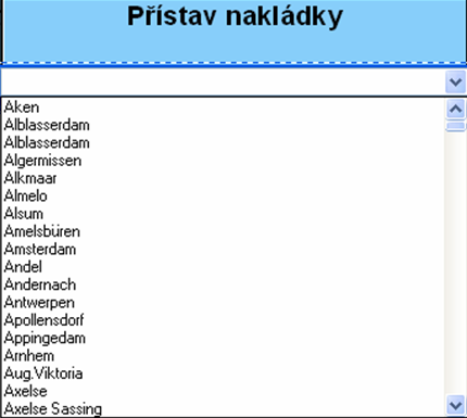 Kód věci z rozbalovacího seznamu se vybere druh přepravované věci.