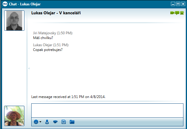Instant Messaging Zabezpečený chat s intuitivním interface Omezení zmeškaných hovorů/voicemailů odpovědí IM Snadný a zabezpečený