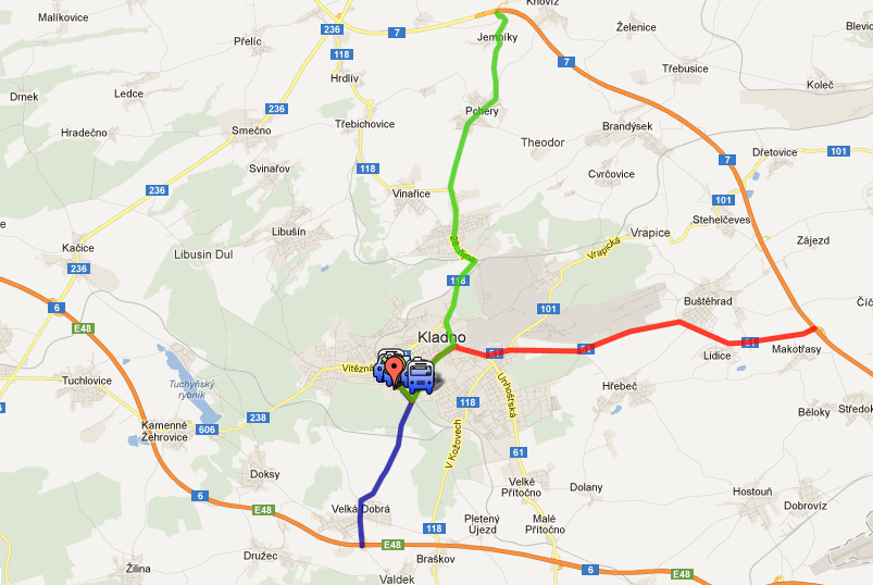 Příjezdové trasy: Pro příjezd k hale dporoučejeme následující trasy: Trasa 1: Rychlostní komunikace R7 Slaný - Praha, Exit 7 Buštěhrad, Kladno, Dále po silnici č. 61 do Kladna ul. Kročehlavská, Gen.