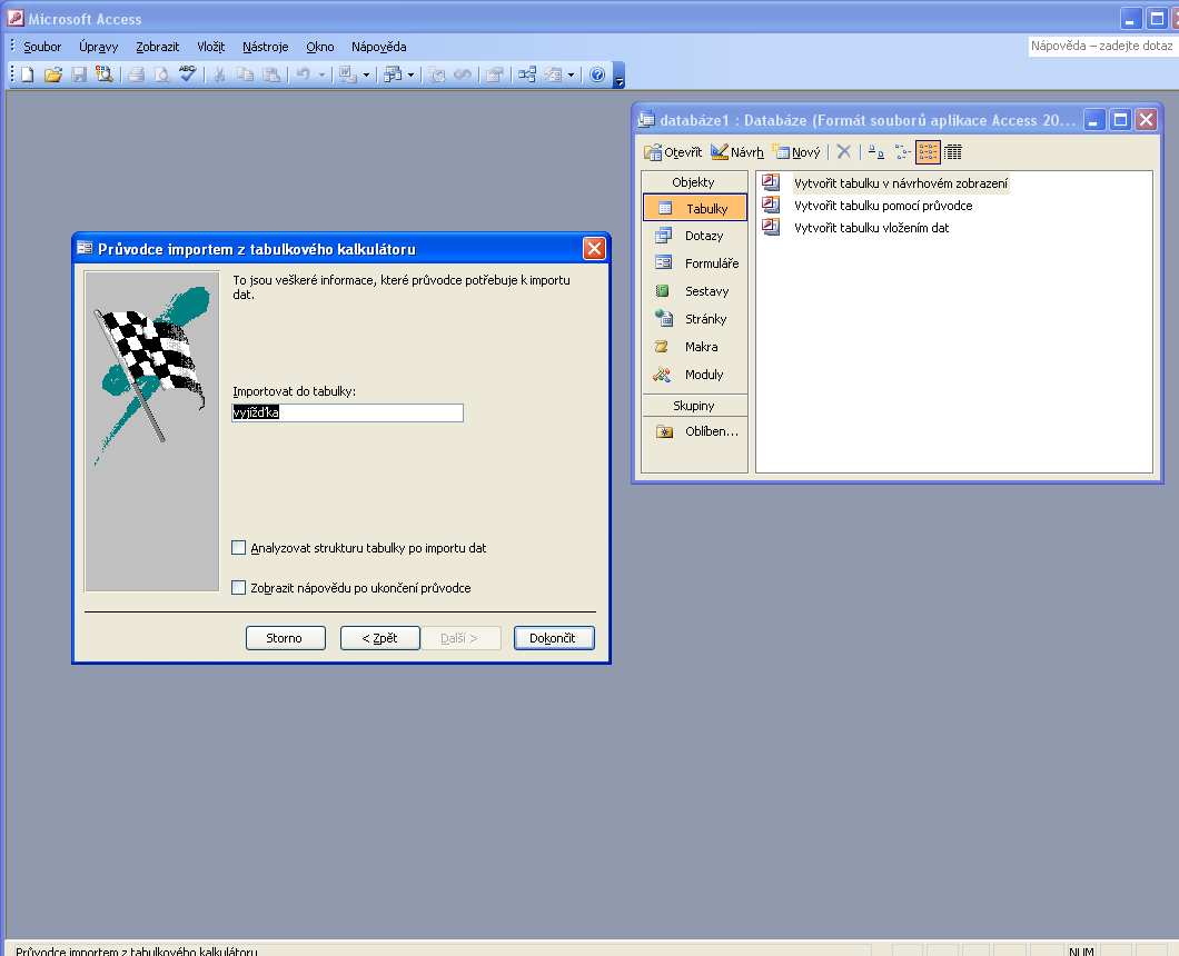 Obr. 13 Průvodce propojením s tabulkovým kalkulátorem krok 6 V této fázi se Vás Access ptá, jak se má importovaná tabulka jmenovat.