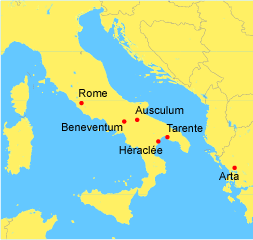 Na jihu byla mocná kolonie Sparty Tarent http://commons.wikimedia.org/wiki/file:rome_against_taranto_location-fr.png [5] Tarent se nehodlal bez boje vzdát.