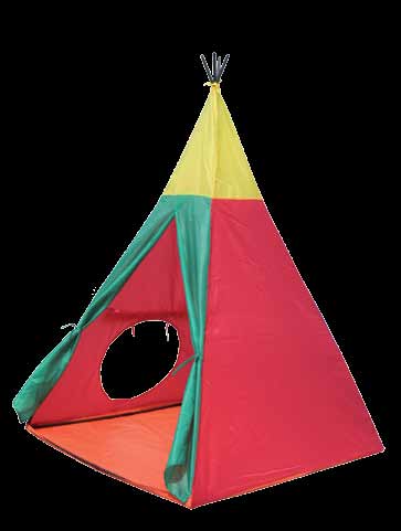 Dětský stan Indian červeno-žluto-zelený 100 x 100 x 135 cm 100% polyester, tyče sklolaminát, kovové spojky Nevhodné pro děti do 3 let (obsahuje malé části) 209,- na