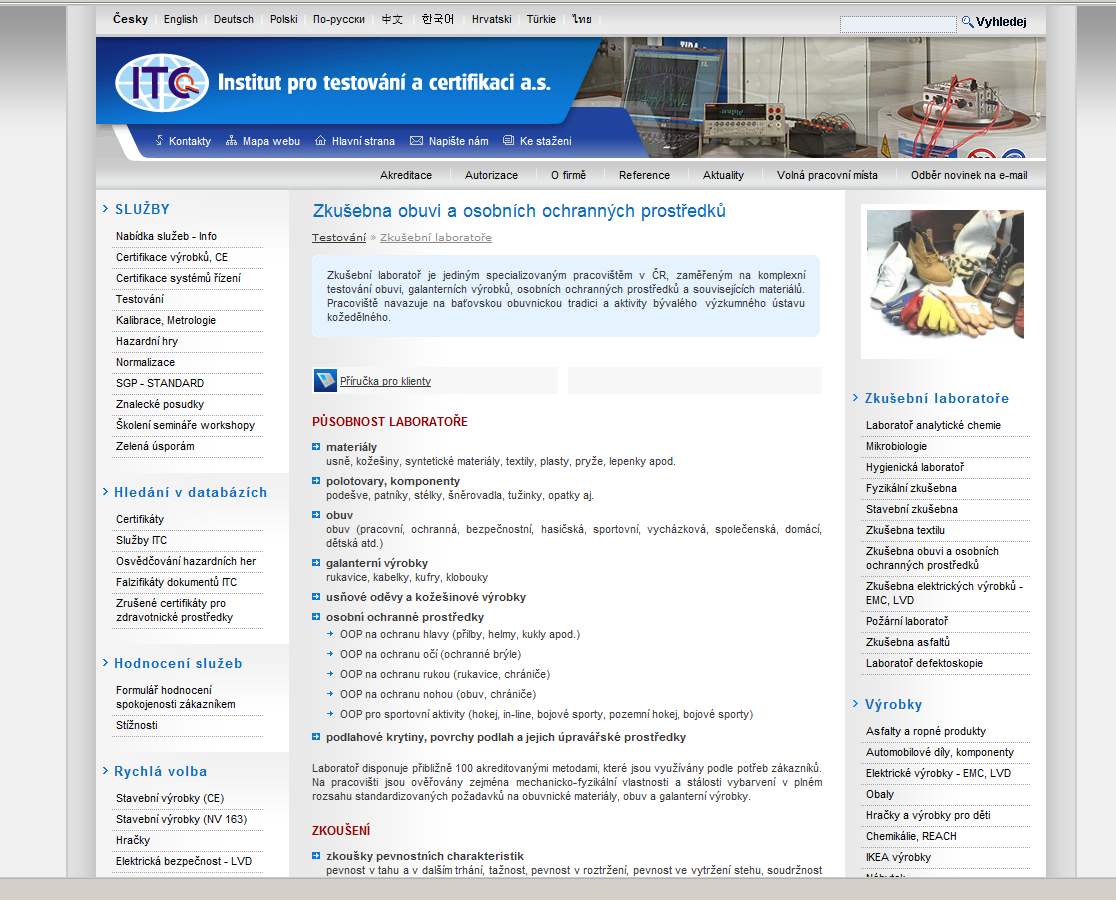 ITC dodavatel odborných služeb pro oblast kvality a bezpečnosti