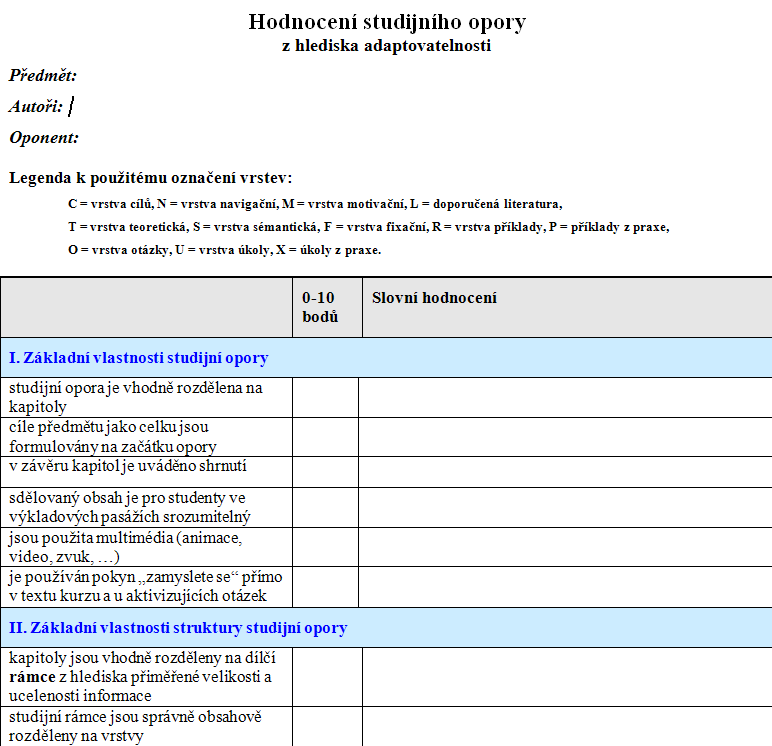 Adaptivní studijní materiál posudek